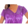 thumbnail image 5 of Nightgown for Women Cap Sleeves Plus Size Sexy Silky Feeling with a Floral Lace Design, Purple 2X-Large, 5 of 5