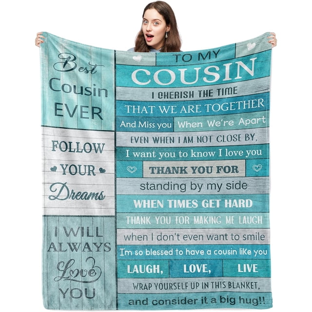 LHSHID Cousin Gifts for Women Blanket Best Cousin Gifts for Women Gifts for Cousins Female Cousin Gifts for Men Cousin Gifts for Women Birthday Christmas Cousin Gift 60x80in