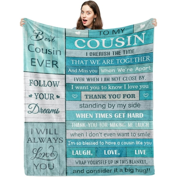 Cousin Gifts for Women Blanket 60"X50", Best Cousin Gifts for Women, Gifts for Cousins Female, Cousin Gifts for Men, Cousin Gifts for Women Birthday,Christmas, Cousin Gift