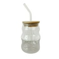 thumbnail image 2 of jifeng Creative Glass Jar with Straws Reusable Transparent Drinkware Coffee Cup B, 2 of 9