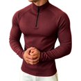 thumbnail image 2 of Cmfcve Mens Muscle Shirts 1/4 Zip Slim Fit Long Sleeve Shirts Casual Athletic Layering Tops, 2 of 6