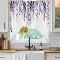 thumbnail image 3 of Swag Valance Curtains for Windows, Purple Eucalyptus Leaves Light Filtering Kitchen Curtains with Rod Pocket, Summer Leaf Watercolor Window Treatment Valances for Living Room, 36x36 - 2 PCS, 3 of 9