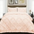 thumbnail image 1 of SGI Bedding 3 Piece Cotton Diamond Ruffle Duvet Cover Peach Solid 600TC Calking, 1 of 8