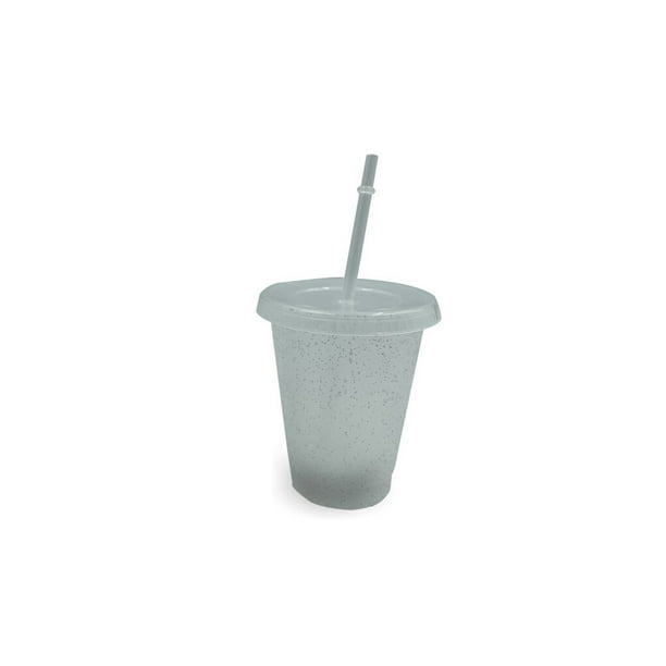 Naiovety Vaso para beber con tapa y pajita reutilizable de plástico Botella reutilizable de plástico PP para bebida fría Batido de jugo de Mostrada Blanco 480ml