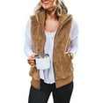thumbnail image 2 of UJNDER Women's Outwear Vests Zip Up Sleeveless - Plush Fall Winter Warm Coat with Two Pockets Knit Vest Cropped Jacket Khaki XL, 2 of 9
