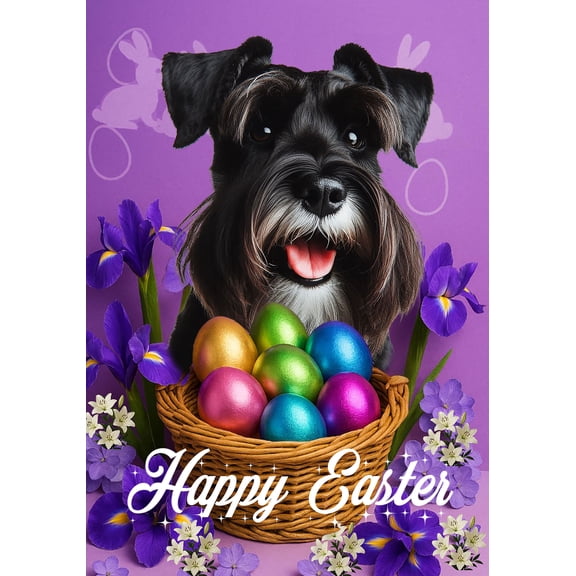 Schnauzer Black Uncropped - Best of Breed Easter Holiday Outdoor Garden Flag 12" x 17" Mailbox Flag Dog Flag