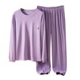 thumbnail image 2 of Weiqiqre Satin Pajama Set for Women Lounge Sets V Neck Cropped Sweatshirt & Sweatpant Tracksuit Sweatsuit Set with Pockets, 2 of 4