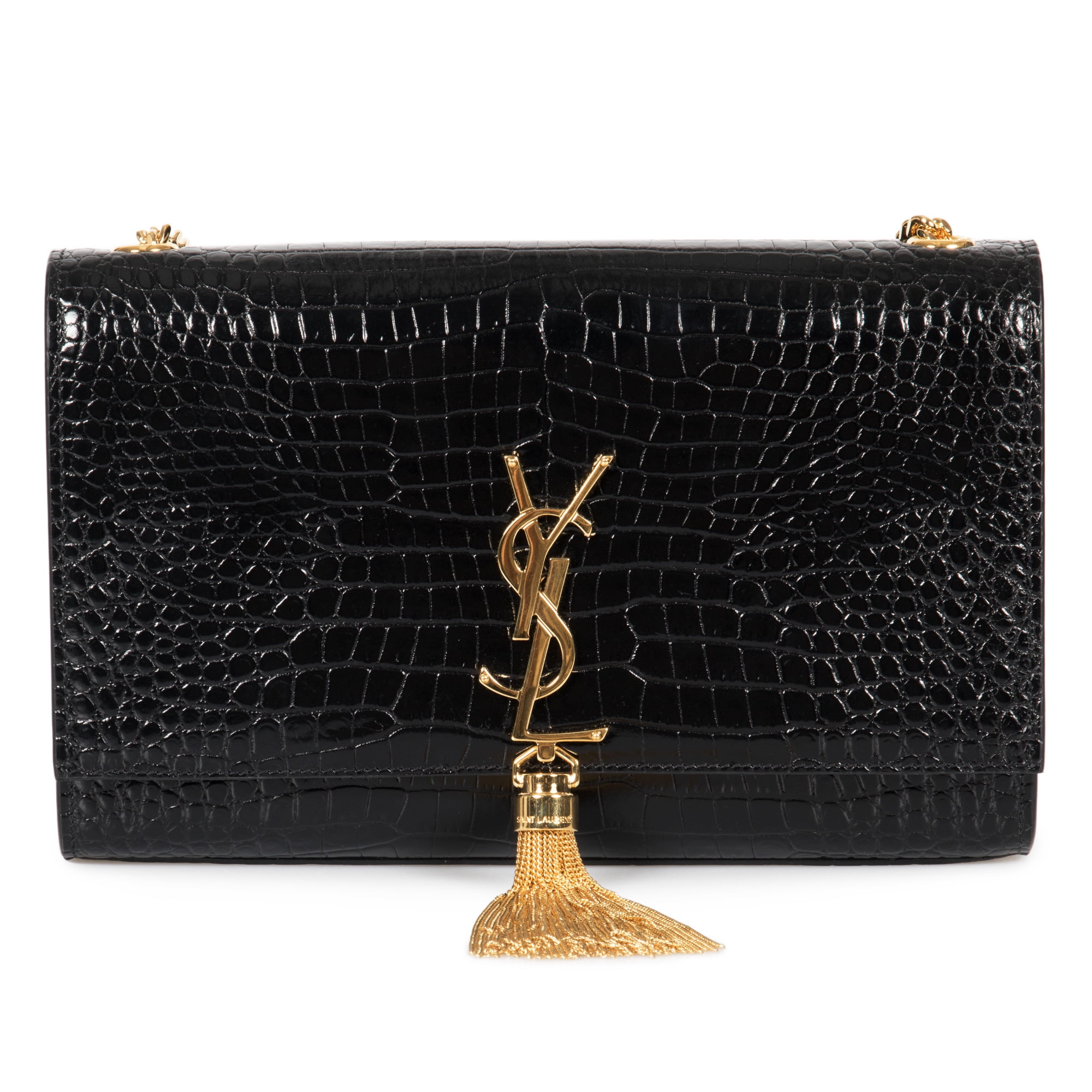 saint laurent black kate tassel logo bag