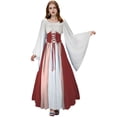 thumbnail image 2 of Renaissance Costume, Renaissance Costume Women, Victorian Dress, Renaissance Dress Women, Women's Renaissance Medieval Costumes Dress Trumpet Sleeves Gothic Retro Gown, Wine XL, 2 of 6