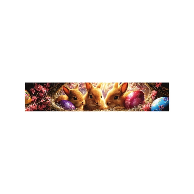 Noehoiugi Easter Banner Seasonal Party Backdrop Banner Bunny Backdrops Photography 98X19.7 Inch Spring Rabbit Colorful Eggs Butterfly Background Happy Easter Party Decorations