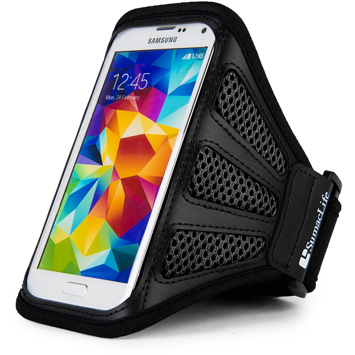 Breathable Mesh Workout Armband with adjustable strap for medium to large built arms fits 5.5in x 2.8in phones (5.25 - 5.6in Screensize)