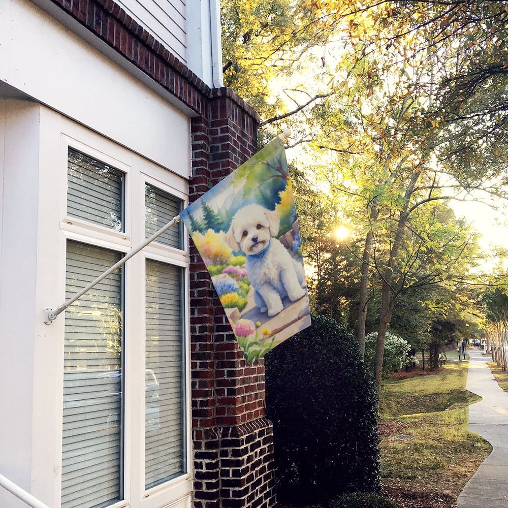 Maltipoo Spring Path House Flag 28 in x 40 in
