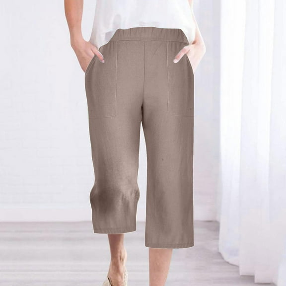 HaoXianJian Straight Leg linen Pant for Women,Drawstring Elasticity High Waisted Wide Leg Loose Microelastic Boyfried Pants Loose Casual Trousers