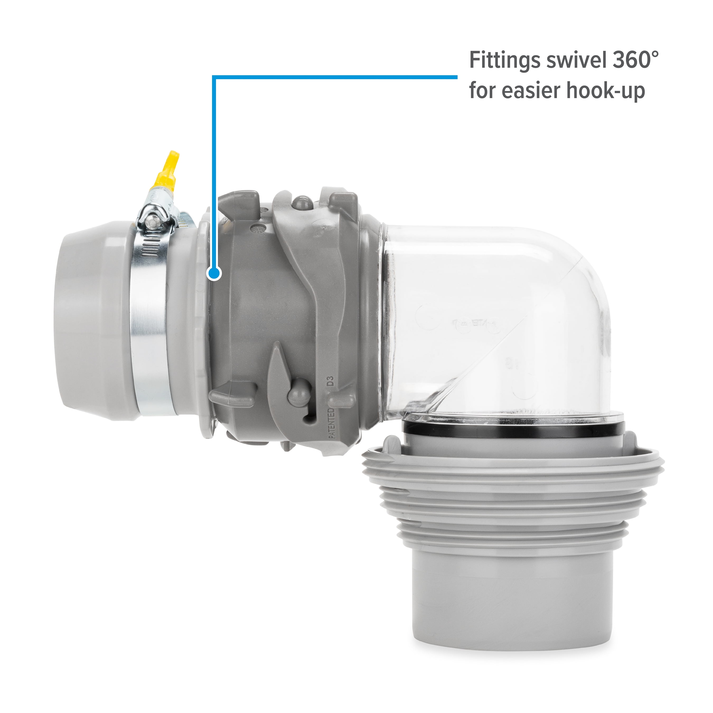 Camco RV Straight Hose Adapter and Easy Slip 4-in-1 Elbow Kit (39214)
