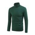 thumbnail image 2 of MODA NOVA Big & Tall Men's Solid Color Turtleneck Long Sleeve Pullover Tops Dark Green XXL(50), 2 of 6
