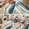 thumbnail image 6 of Abstract Wave Effect Washable Area Rugs 4'x6', Watercolor Blue Stripes Low Pile Throw Living Room Rug Non-Slip Sturdy Edge Binding Carpet for Indoor Entryway Bedside Kitchen, 6 of 9