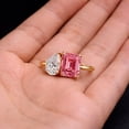 thumbnail image 5 of Toi Et Moi Engagement Ring, Octagon Cut Pink Sapphire & Pear Cut Diamond Two Stone Ring, Stackable Anniversary Ring, September Birthstone Ring, Minimalist Proposal Ring, 5 of 5
