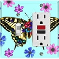 thumbnail image 1 of Metal Light Switch Plate Cover Unique Pink Purple Floral Butterfly Teal BUT005, 1 of 13