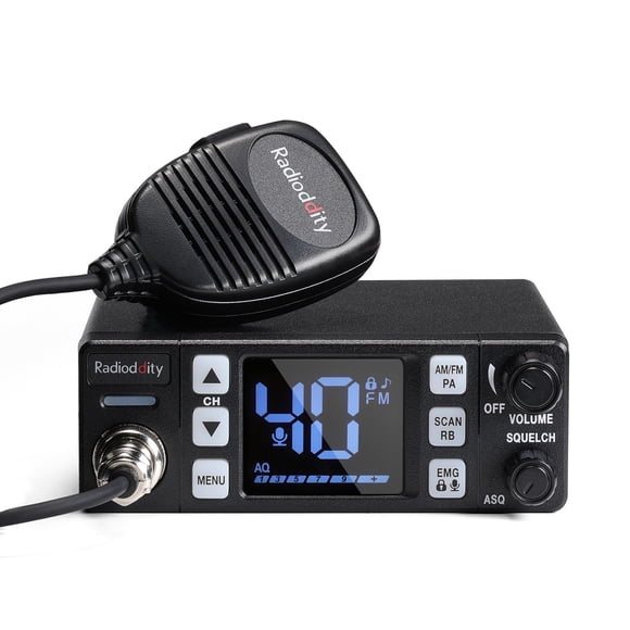 Radioddity CB-606 Radio CB, Radio Mobile CB à 40 Canaux avec Modes AM/FM/PA, Écran LCD 2,2 Pouces, Canal Instantané 9/19, VOX, Roger Bip, TOT,