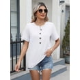 thumbnail image 4 of Camiseta EADINVE para mujer, cuello redondo, manga corta, corte holgado, color blanco, 4 of 6