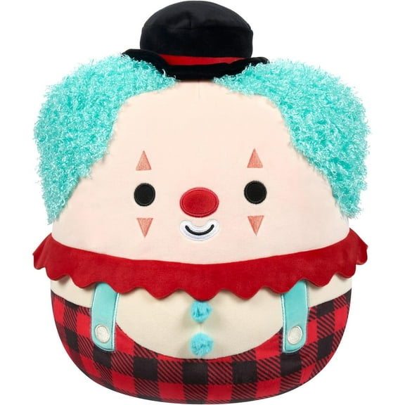 Squishmallows Original 12-Inch Ukee the Clown with Teal Hair and Black Bowler Hat