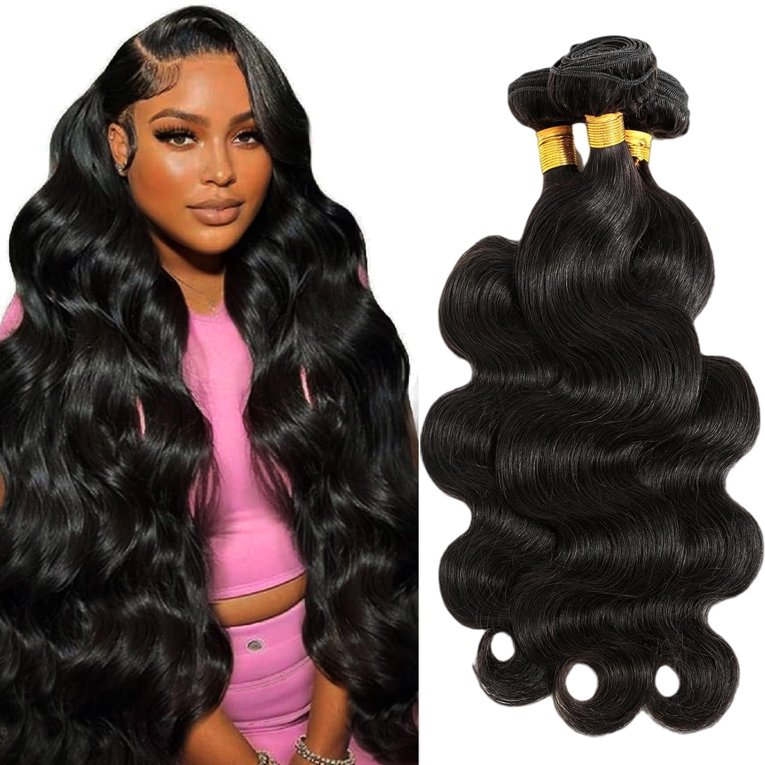 100% Brazilian Human Hair Body Wave Bundles 18-22 Inch 3 Pack 3 Bundles Weaves Brazilian Virgin 100% Remy Human hair  main image 4