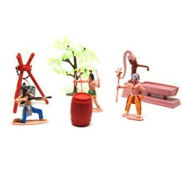 Cowboy & Indians Toy Figures Gift Idea for Boys / Wild West Pack for Kids Plastic Playset / Christmas Gifts Ages 3 