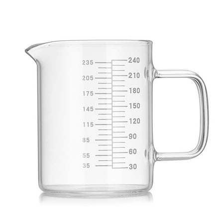 240Ml Transparent Measuring Cup With Graduated Scale - High Borosilicate Glass - Heat-Resistant High Temperature Resistance Microwave Heating Milk