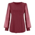 thumbnail image 4 of Womens Long Sleeve Tops Oversized Sweatshirt Knit Striped Long Sleeve Crewneck Casual Loose Pullover Tops Khaki T Shirts For Women, 4 of 5