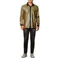 thumbnail image 2 of Lars Amadeus Shiny Metallic Shirts for Men's Long Sleeves Glitter Party Disco Collared Shirts XL Golden, 2 of 5