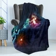 thumbnail image 4 of Space Soft Flannel Fleece Throw Blanket, Galactic Image on Milky Way with Colorful Alluring Cosmos Display Artwork Print, Cozy Plush for Indoor and Outdoor Use, 60" x 80", Magenta Blue, by Ambesonne, 4 of 5