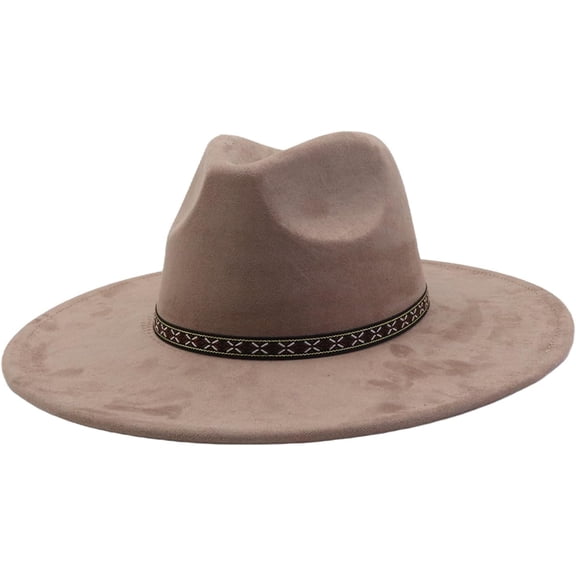 10cm Big Wide Brim Fedora Hats for Women Men Western Suede Large Panama Hat Outdoor Caps