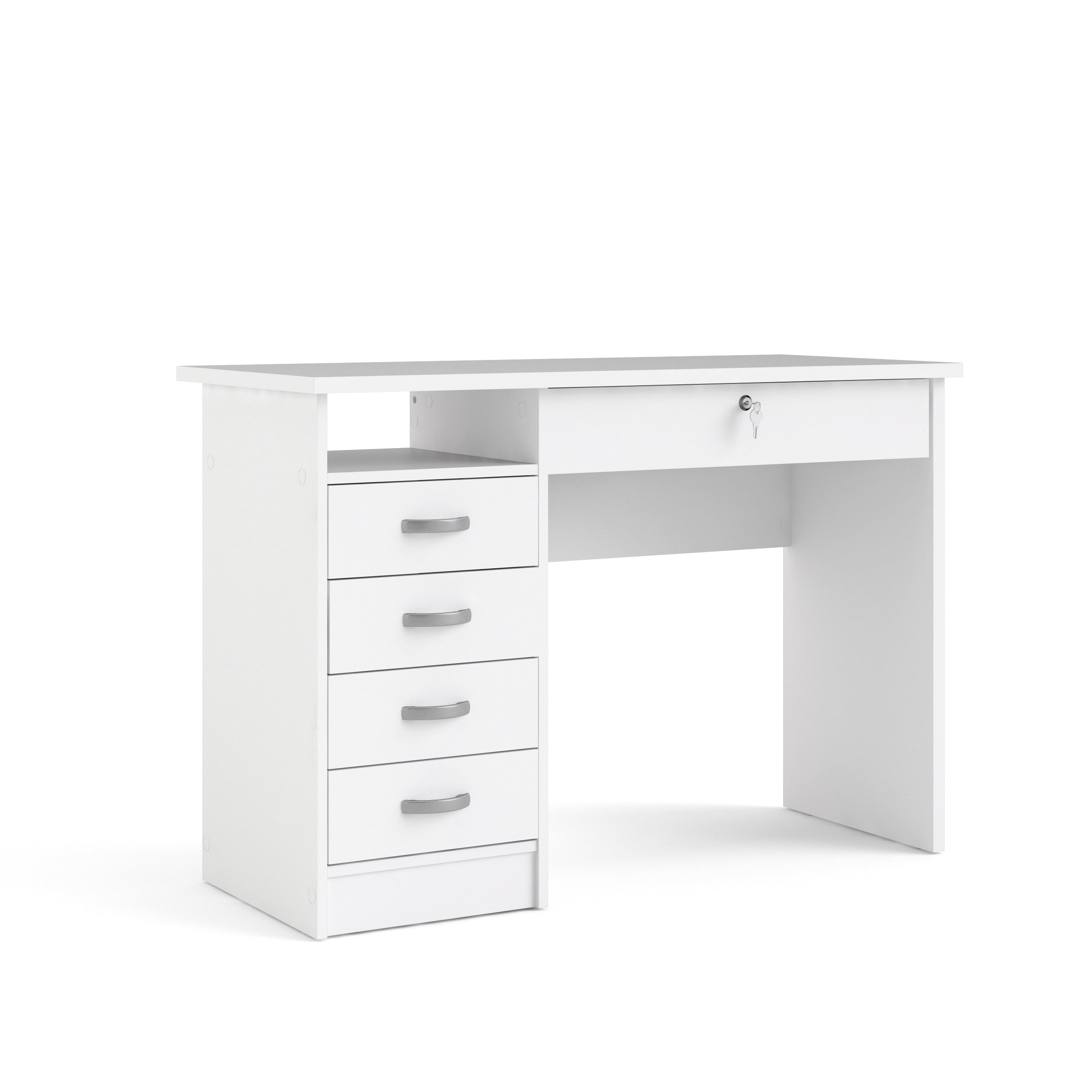 Tvilum Walden 5 Drawer Office Desk with 1 Locking Drawer for Adults, White