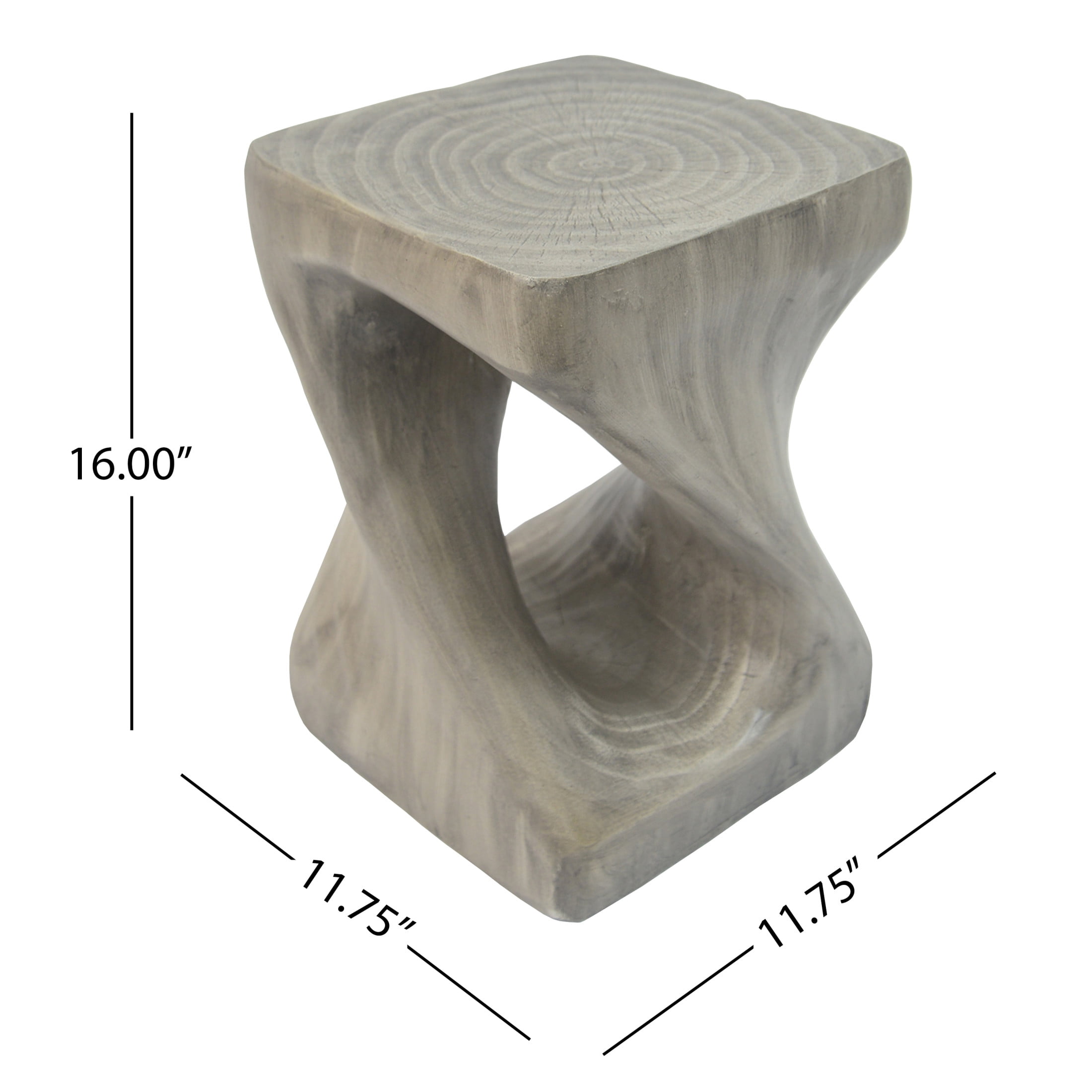 Christopher Knight Home 16" Natural Wood Twist Shape Design MGO Outdoor Side Table, Gray
