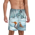 thumbnail image 2 of Balery Gnome And Red Fox Fishing Pantalones cortos de pijama de punto de algodón para hombre con cinturilla y bolsillos-Small, 2 of 6