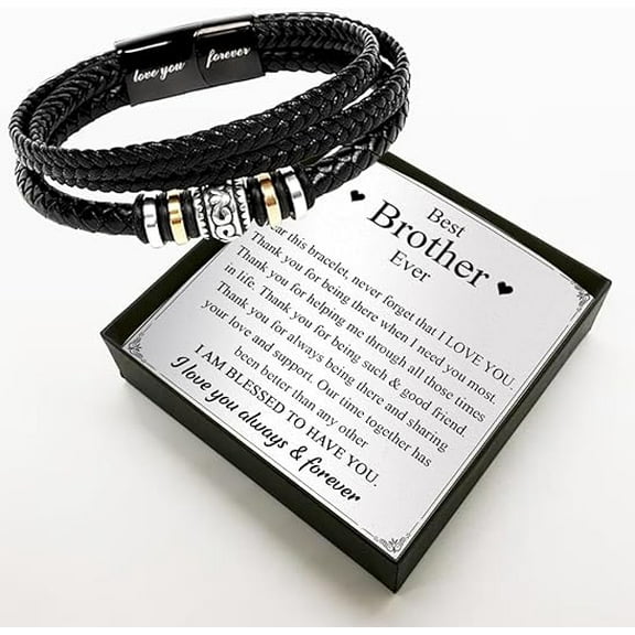 To My Brother Bracelet, Man Gifts From Sister, Birthday Gifts For Brother Bracelet With Message Card And Box, Inspirational Gift For Men On Birthday Graduation Christmas Anniversary