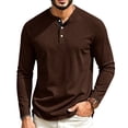 thumbnail image 2 of Men's Henley Shirts Long Raglan Sleeve Slim Fit Button T-Shirts Casual Pullover Tops with Pocket Coffee S, 2 of 9