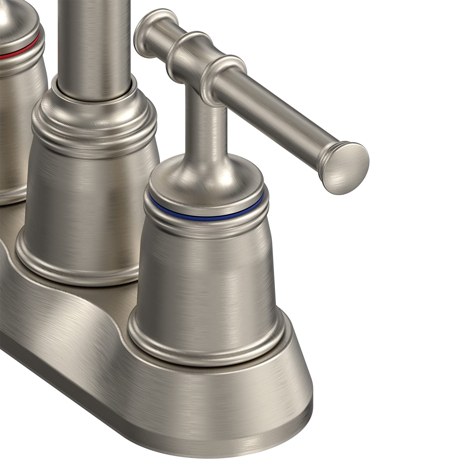 4 Inch Classical Brushed Bathroom Faucets for Sink 2&3 Holes with Pop-up Drain Stopper 2 Handle Bathroom Sink Faucet for Cold and Hot Water