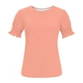 thumbnail image 3 of Women Base T-Shirt Lace Sleeve Crew Neck Casual Tops Summer Comfy Short Sleeve Pullover Tops, 3 of 6
