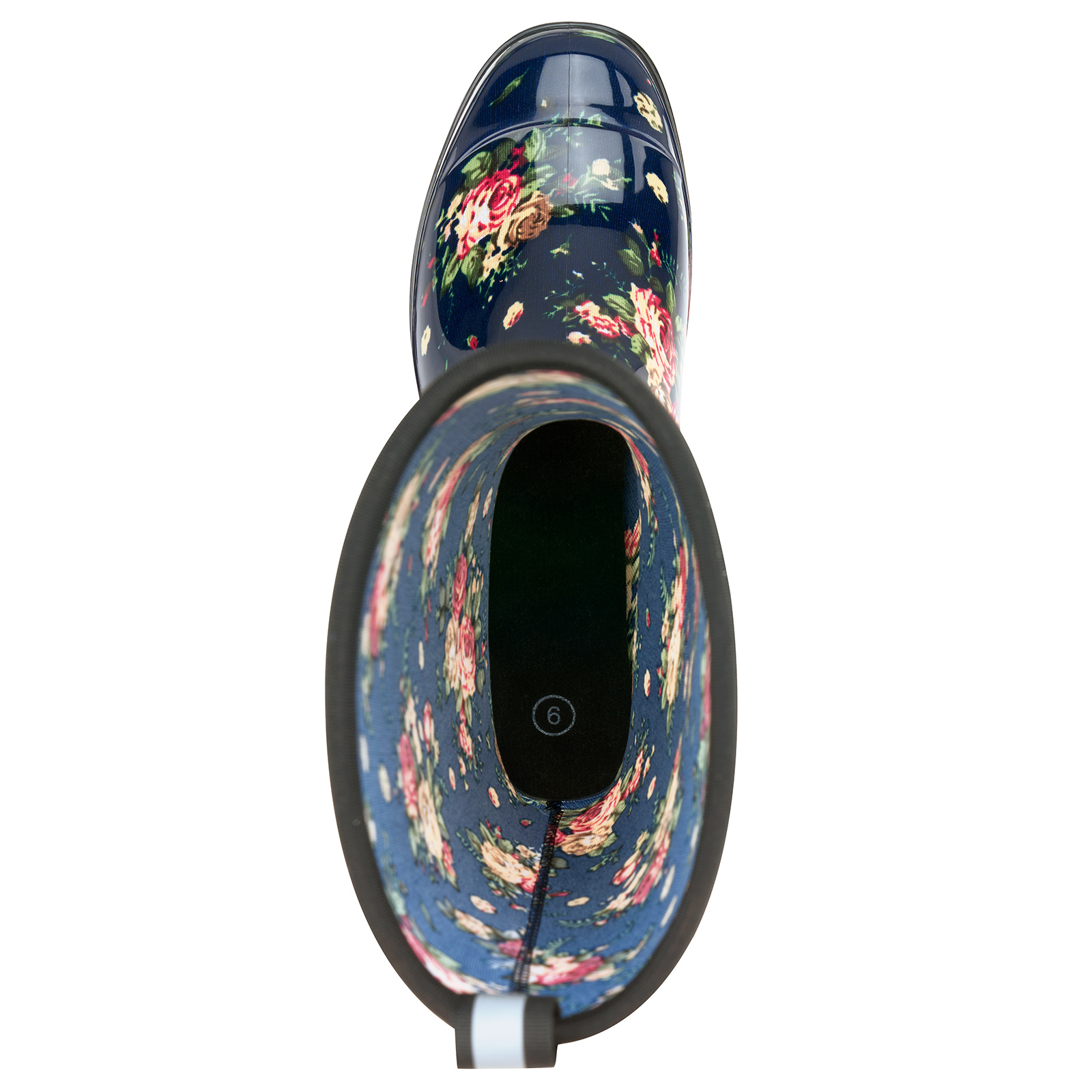 SMILIN Colorful Rain Boots for Women,Mid-Calf Waterproof Anti-Slip Slim Calf Garden Shoes,Navy Floral,US Size 10
