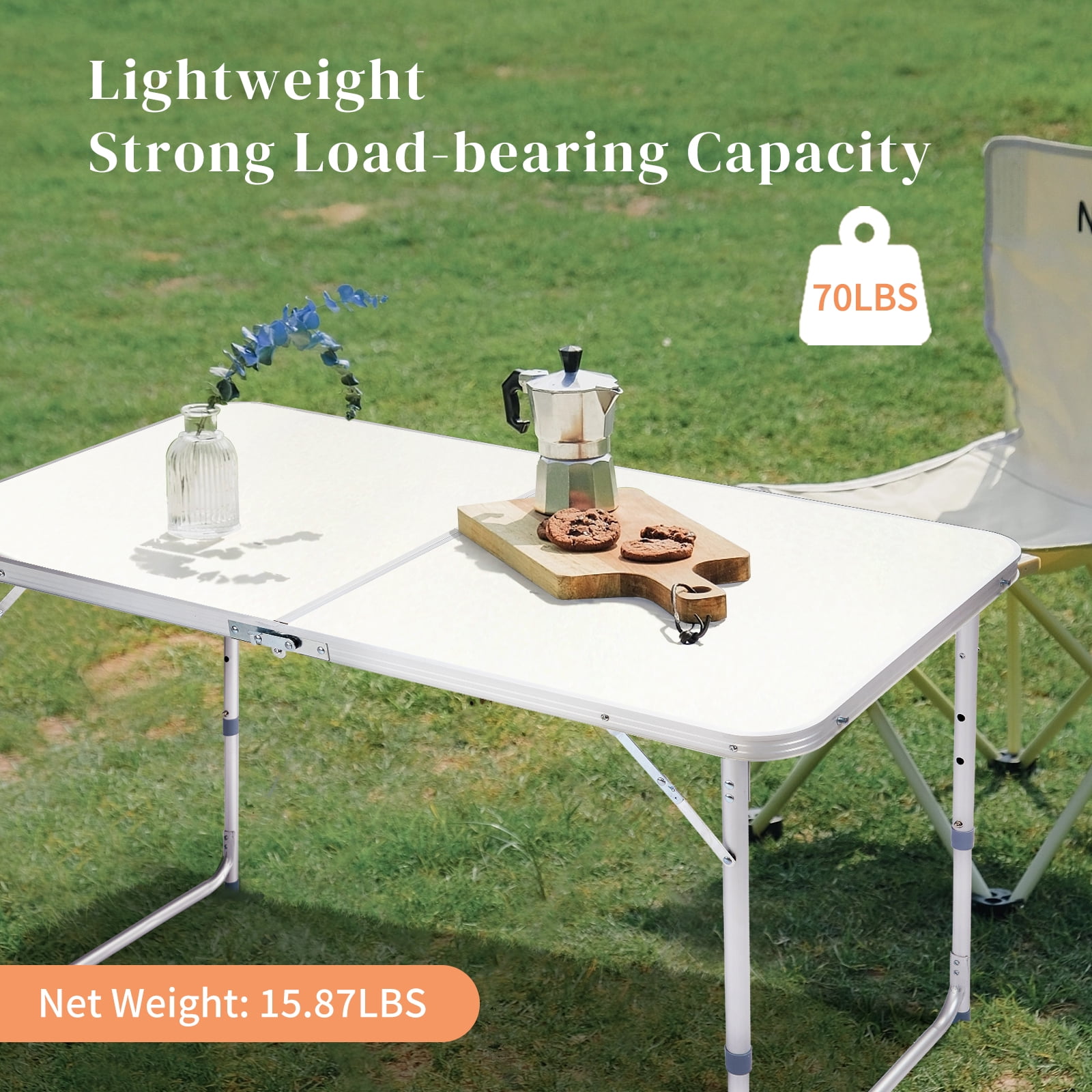 4Ft Portable Multipurpose Folding Table White