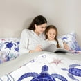 thumbnail image 4 of Feelyou Cartoon Sea Turtle Bedding Comforter Set 7pcs, Kawaii Ocean Animal Queen Bedding Sets, Seashell Starfish Coral Reversible Queen Sheet Sets, Breathable Home Decor, 4 of 8