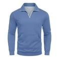 thumbnail image 6 of Zimjoy Mens Quarter Zip Pullover Long Sleeve Collared 1/4 Zip Pullover Mens Casual Henley Shirts for Men Pocket Sweatshirt Lightweight Fall Clothes, Blue 2XL, 6 of 6