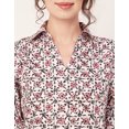 thumbnail image 5 of Moomaya Women's Printed Collared Shirt Top, Bishop Sleeves Poly Crepe Tunic, 5 of 8