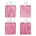 thumbnail image 2 of Balery Pink Glitter Porta Pañuelos de Cuero con Estampado – Funda Moderna Cuadrada para Caja de Pañuelos, Dispensador 5x5x5'', 2 of 7