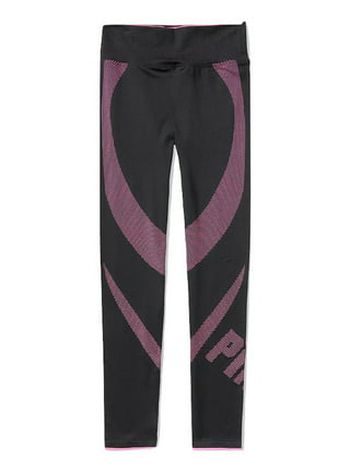 Victoria Secret Pink Yoga Full Length Legging Side Stripe Logo Black/White  L NWT