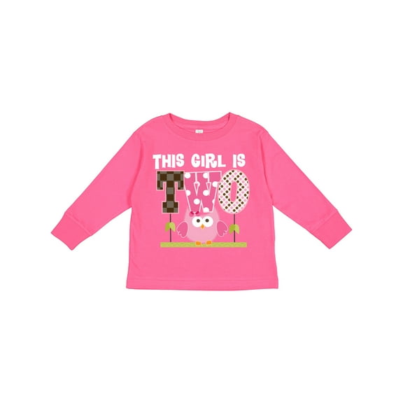 Inktastic 2nd Birthday Cute Owl 2 Year Old Girls Long Sleeve Toddler T-Shirt
