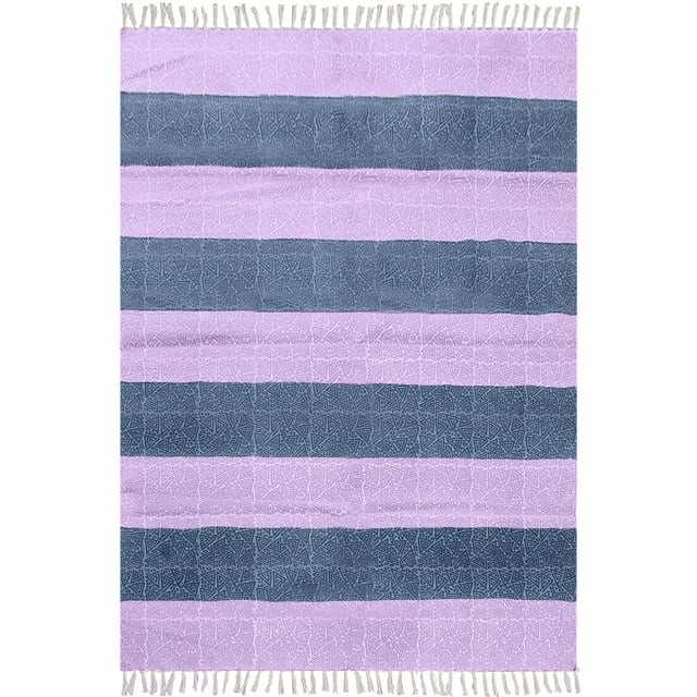 Casavani Handblock Printed Cotton Rug Blue Square Living Room Carpets Bohemian Indoor Outdoor Kilim Rug 8x8 feet