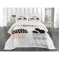 thumbnail image 3 of Ambesonne Cactus Quilted Bedspread Set 3 Pcs, Hand Drawn Plants Hello, King Size, Blush Black Grey, 3 of 5