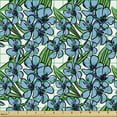 thumbnail image 2 of Ambesonne Floral Fabric by the Yard Upholstery, Bold Flowers Blossoming Art, 5 Yards, Sky Blue Green and White, 2 of 5